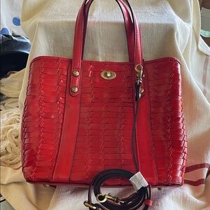 Patricia Nash Red Woven Tote Bag